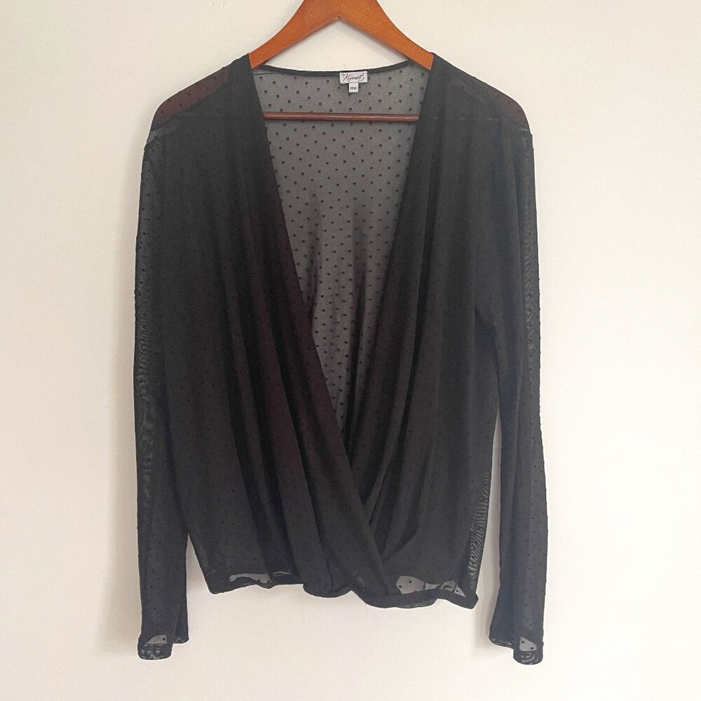 Kismet Woman Black Long Sleeve Semi Sheer Pullover Top Size M